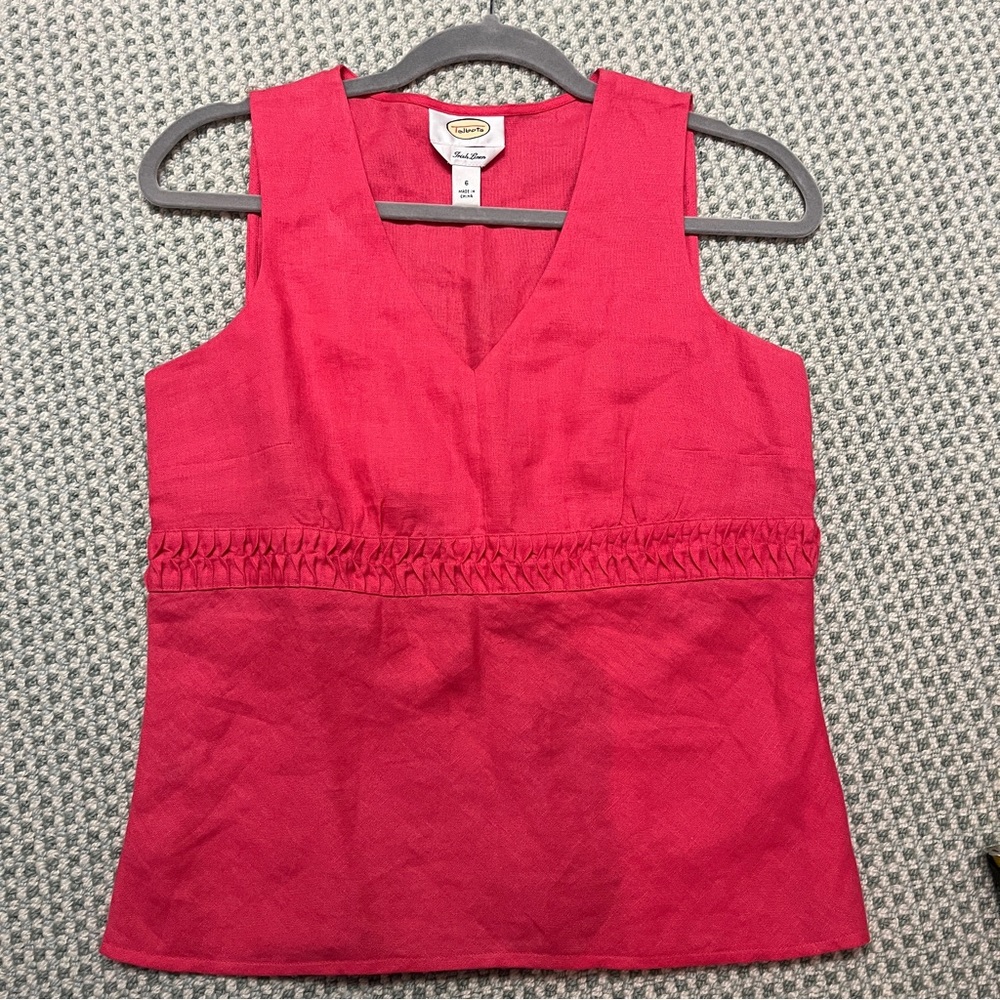 Linen Top Sleeveless Red Blouse. Women’s Size 6 Medium Talbots